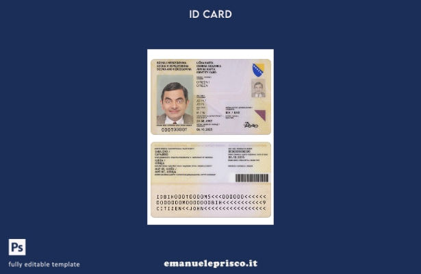 modello ID Bosnia ed Erzegovina in stile verificato ( ).